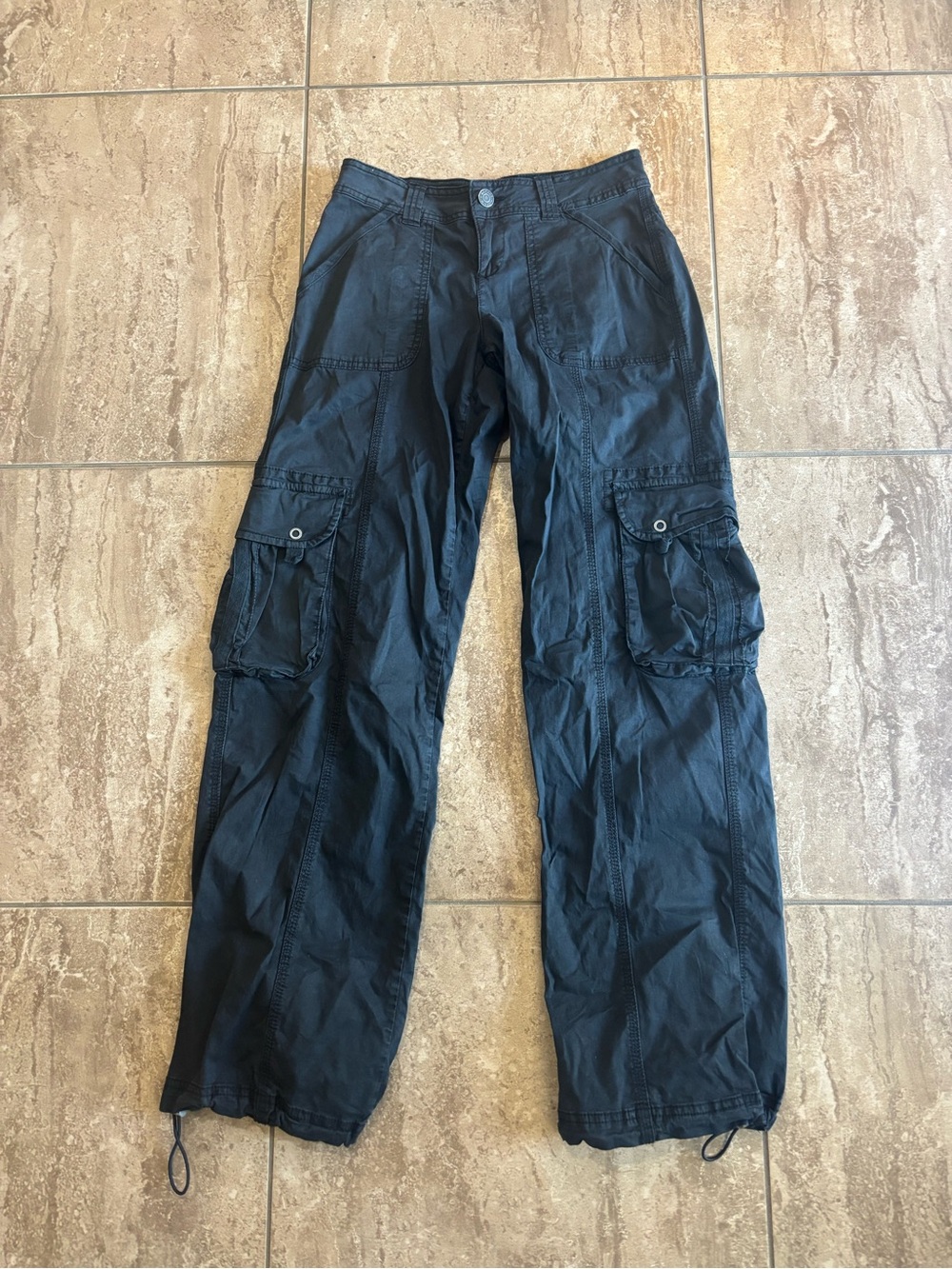 Garage trendy black cargo pants with adjustable waist and ankles